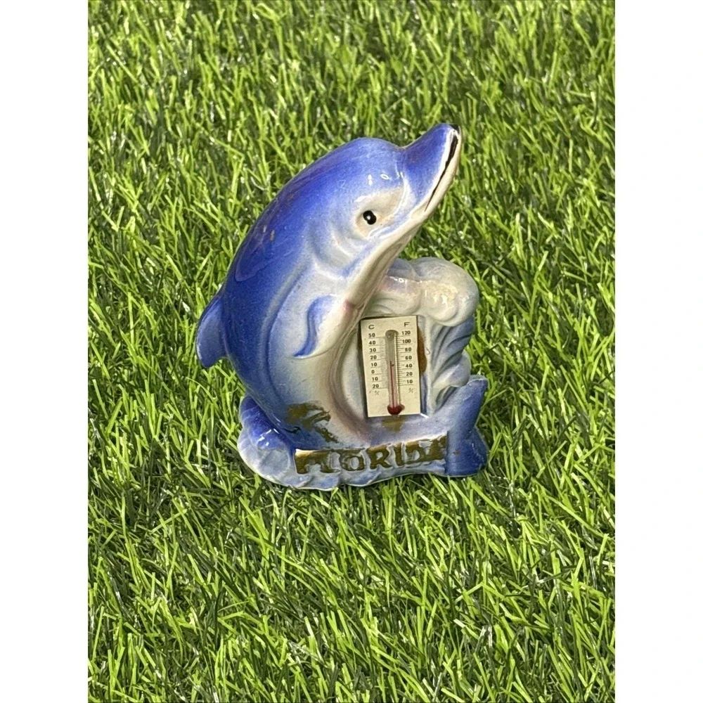 Vintage‎ Florida Dolphin Thermometer Ceramic Wall Decor Souvenir